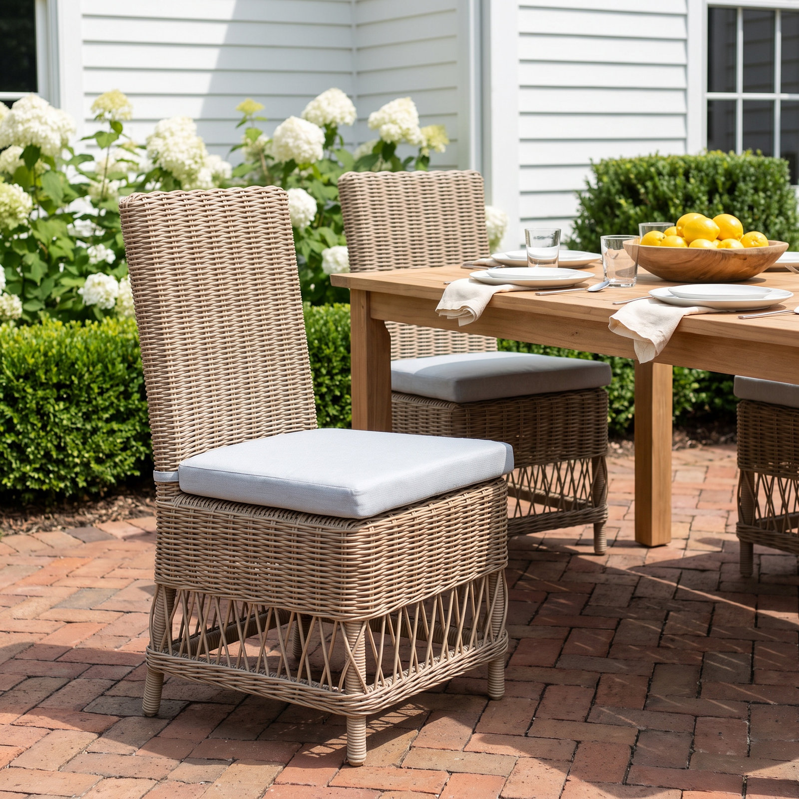 Margot Pebble Outdoor Patio Dining Chairs, Canvas Cabana, White