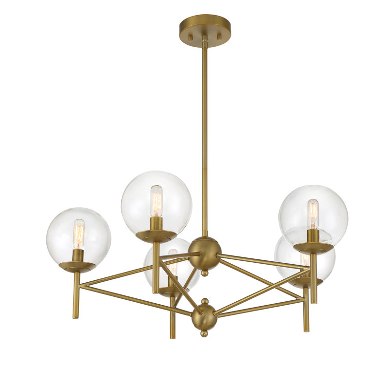 Everly Quinn Auresa Soft Brass With Clear Pendant Light