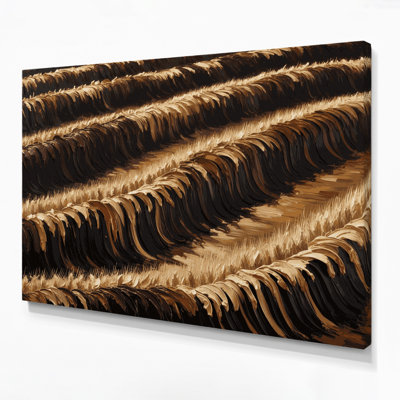 Horizontal Striped Wheat Dark Brown Brown Canvas Wall Art