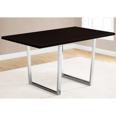 Table rectangulaire de 60 po pour la salle à manger - Stratifié brun avec pieds en métal, plateau de cuisine attrayant, moderne et accrocheur