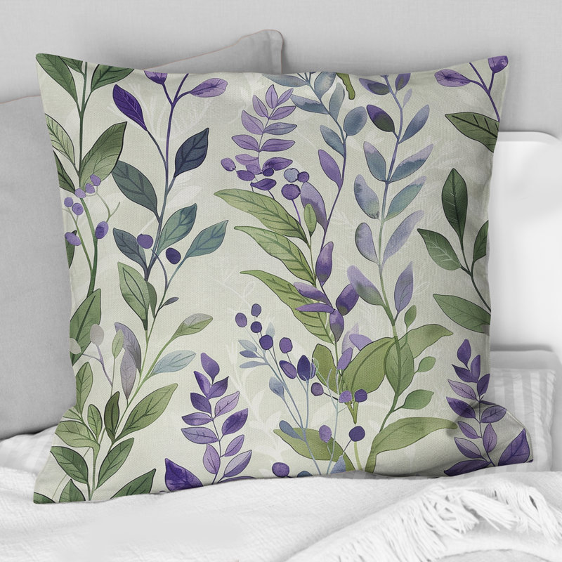 Lavender Fields V - Modern Throw Pillow, 18"H x 18"W