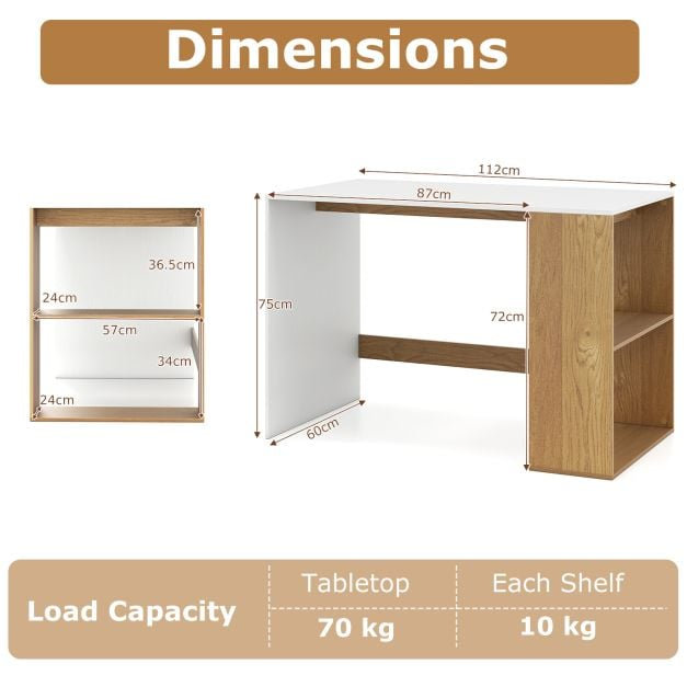Particle Board / Chipboard Computer Desk, White/Yellow
