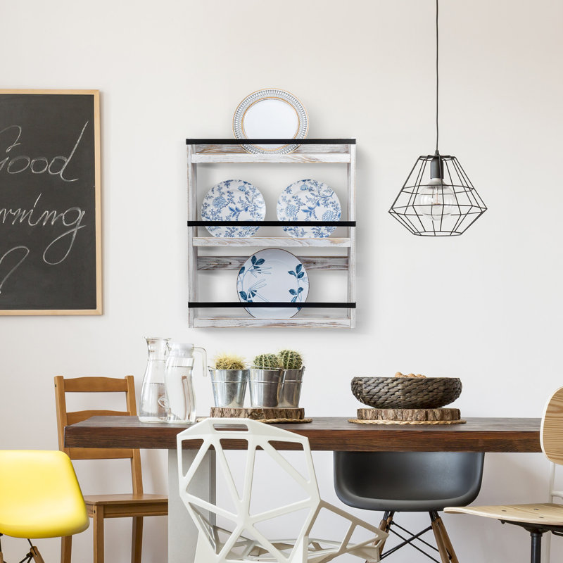 3 Tier Wall Display Wood  Shelf Rack For Plate