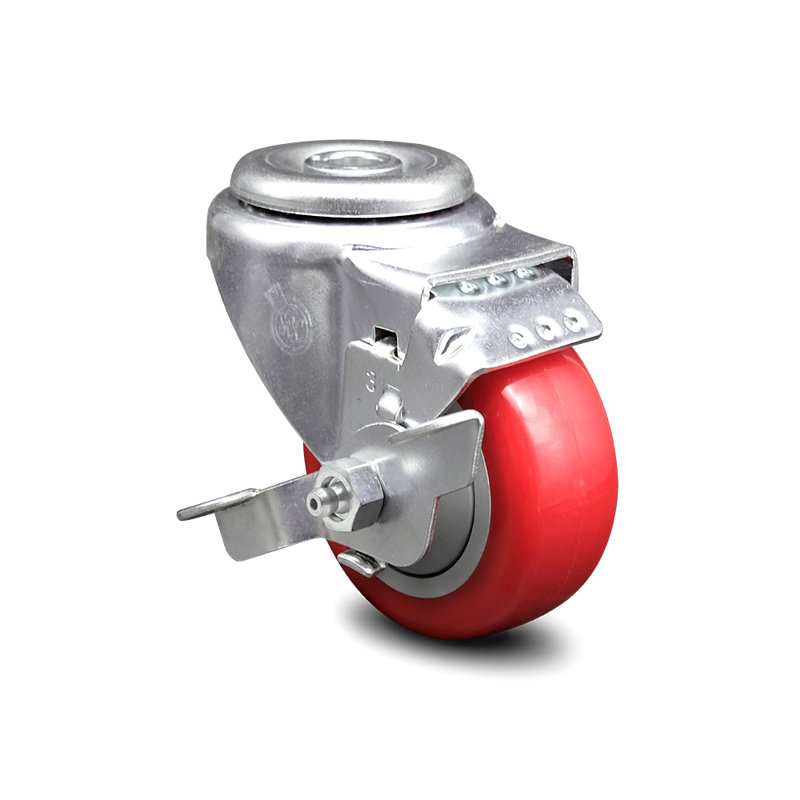 4-Piece Polyurethane Caster Set, Red