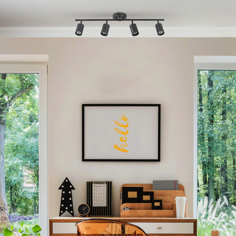 Ensemble de rail d'éclairage 4 lumières 30 "Sarva, Noir, Noir