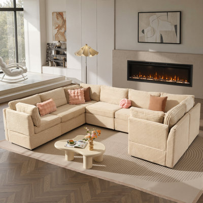 Nathasa 7-Piece Upholstered Corduroy Sectional