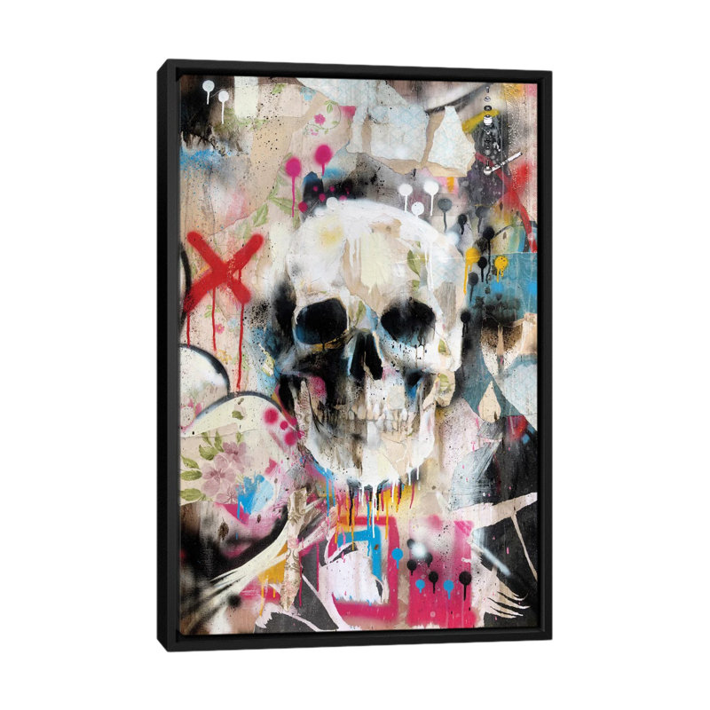«Skull», reproduction d'art sur toile tendue, H 26 po x l 18 po x P 1,5 po, Toile avec cadre noir, Pas de tapis