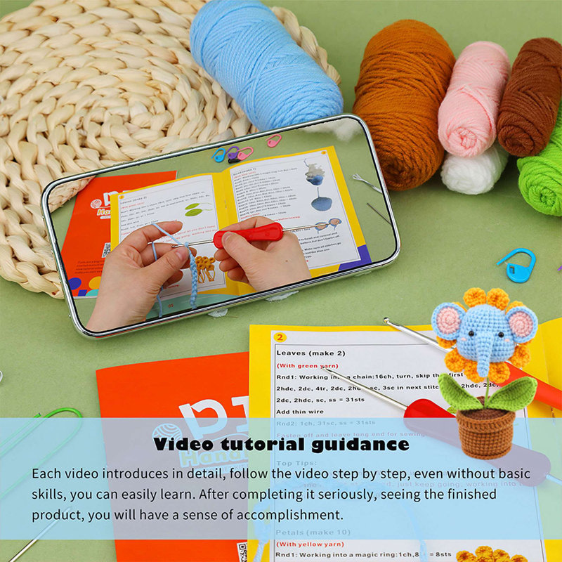 Crochet Kit for Beginners, Crochet Starter Kit for Adults with Step-by-Step Video Tutorials