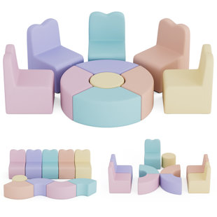 Kids Sofa Set, Daycares Chairs For Toddlers Activities, Colorful Modular Flexible Seating Set For Home Preschool Playroom, 10 Piece