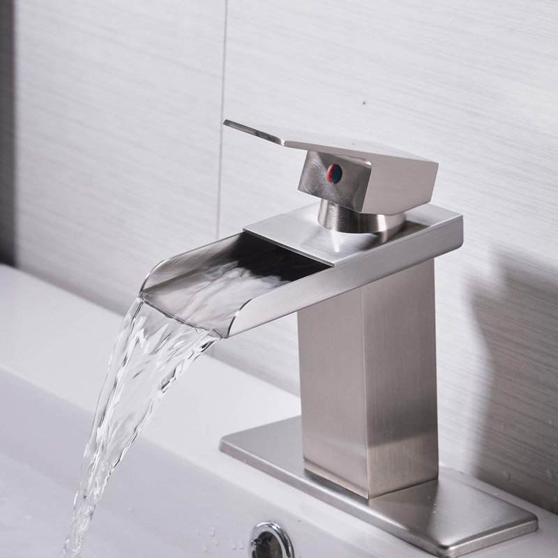 Single-Hole Single-handle Bathroom Faucet with Drain Assembly, Brushed Nickel