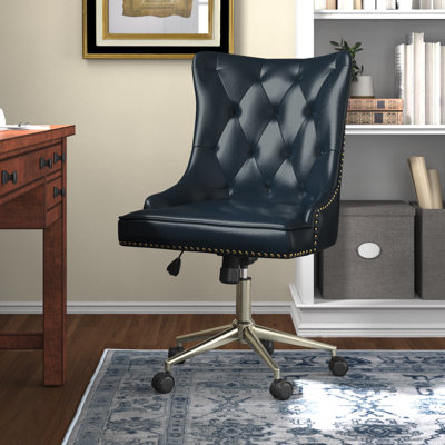 Luken Swivel Task Chair With Nailhead Trim by Three Posts