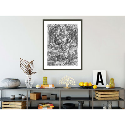 Scène de l'Apocalypse Saint-Jean devant Dieu le Père et les Vingt-quatre Anciens, édition allemande par Albrecht Dürer, impression giclée sur cadre