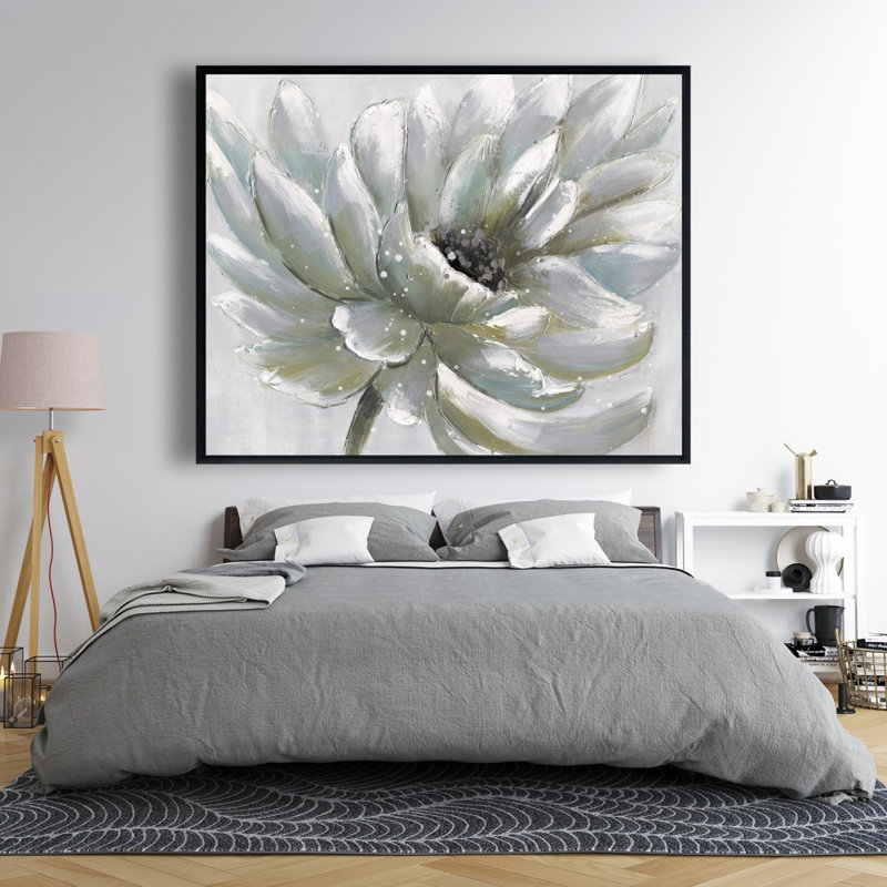 White Chrysanthemum Print On Canvas