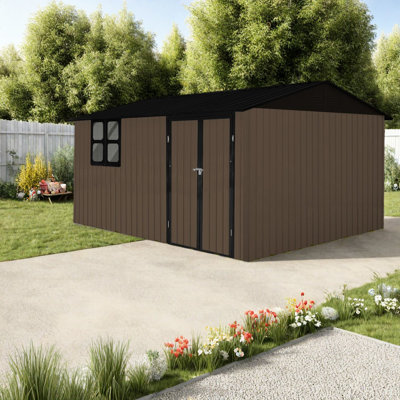 Spacious Metal Storage Sheds, Durable Brown Design For Outdoor Use