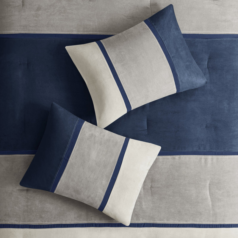 Édredon bleu très grand - Tissu respirant classique en simili suède pour chambre à coucher 7 pièces, Bleu