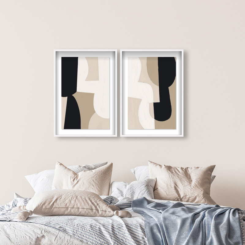 El Modernista Set Shadowbox Abstract Print by Oliver Gal, Black Frame, 10 x 15, 25.5"H x 37.5"W, White Shadowbox