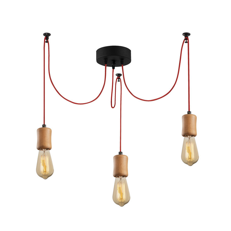 Luminaire suspendu à 3 lumières Henninger, Noir / rouge