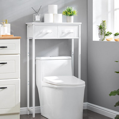 Over-The-Toilet Storage Cabinet With Drawers, 2-Tier Freestanding Bathroom Organizer, White