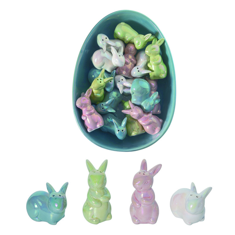Ensemble de 17 salières et poivrières multicolores dans un bol à œufs 10,75 po Transpac Dolomite