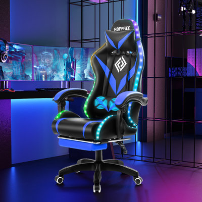 Ergonomic  LED Gaming Chair with Massage Lumbar Pillow