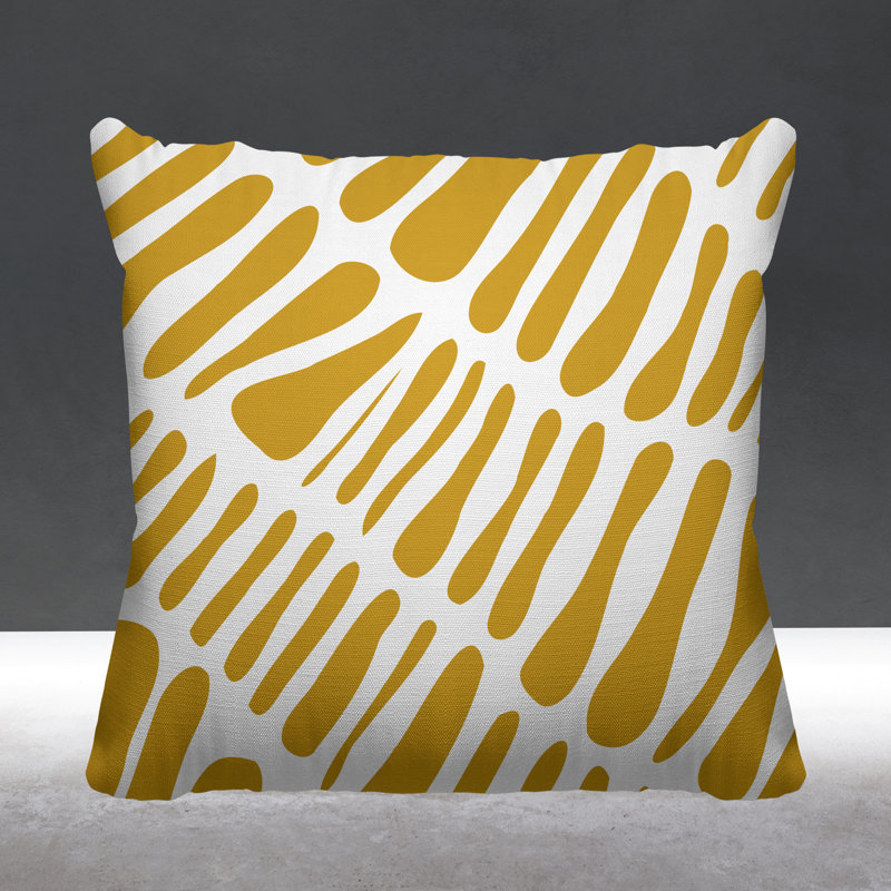 Coussin décoratif intérieur / extérieur Locke Tribal Abstract, L 19 po x H 19 po, Jaune