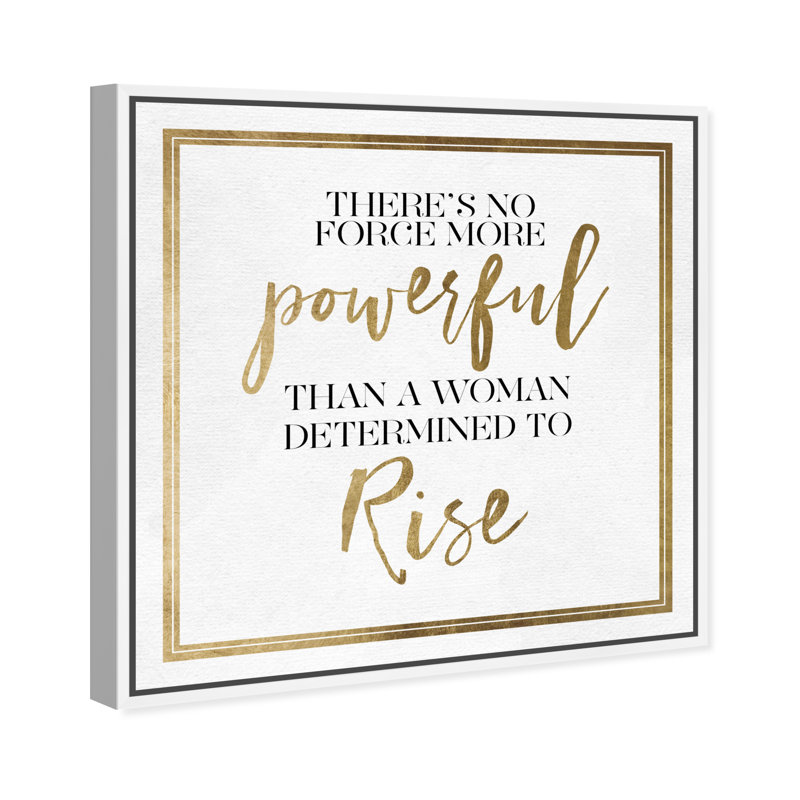 «Woman Rise» - Art textuel sur toile, Toile blanche encadrée, 30'' H x 30'' W x 1.5'' D
