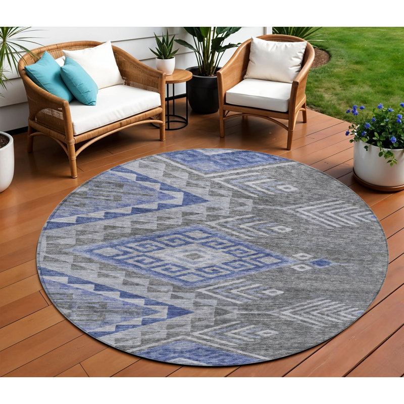 Tapis extérieur rond lavable 8 pi Southwestern