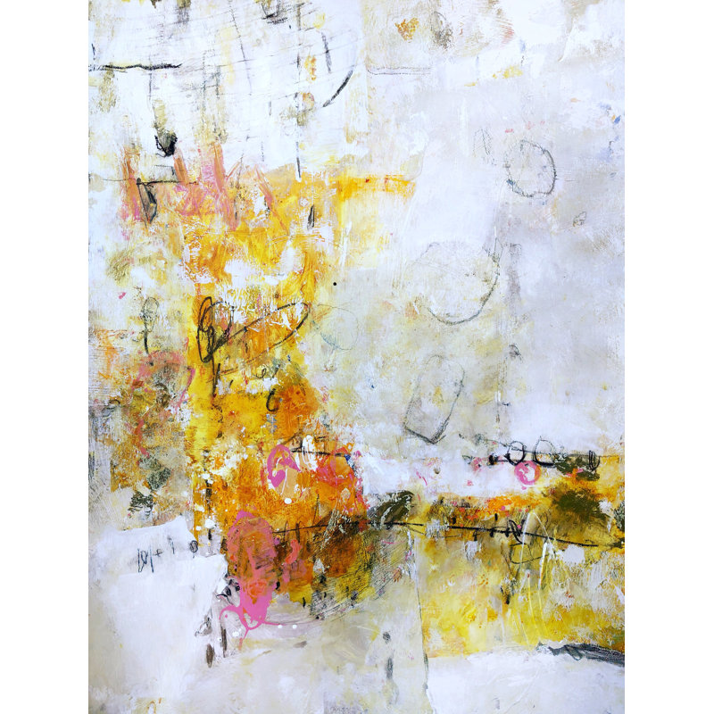 «Softly Nice» par Elizabeth Chapman - Peinture, H 31,25 po x l 25,25 po, Papier avec cadre noir