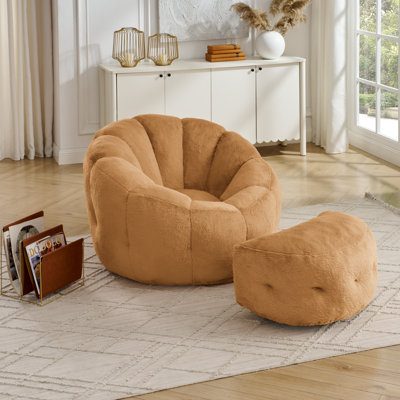 Elaine 46"Â 3-in-1 Bean Bag Chair &Lounger with Ottoman for Adults by Trule