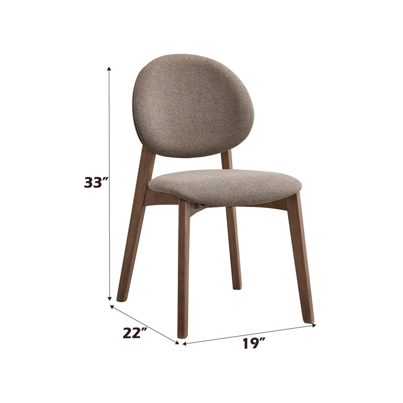Chaises d'appoint en lin brun (lot de 2) - Rembourrées pour un soutien optimal - Structure en noyer - 2 coussins d'assise et de dossier - Finition confort exceptionnelle