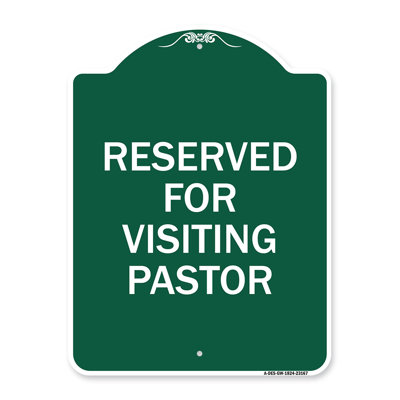 Signmission Designer Series Sign - Reserved For Visiting Pastor | Black & Gold 18" X 24" Heavy-Gauge Aluminum Architectural Sign | Protect Your Business & Municipality | Made In The USA