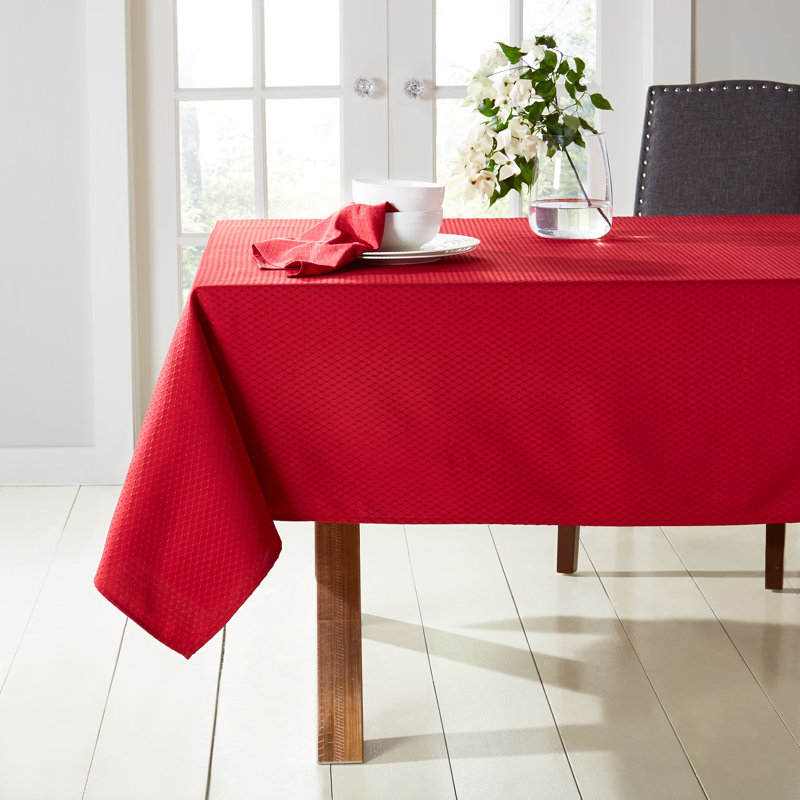 Behling Geometric Tablecloth, Red, Rectangular 160" x 60"