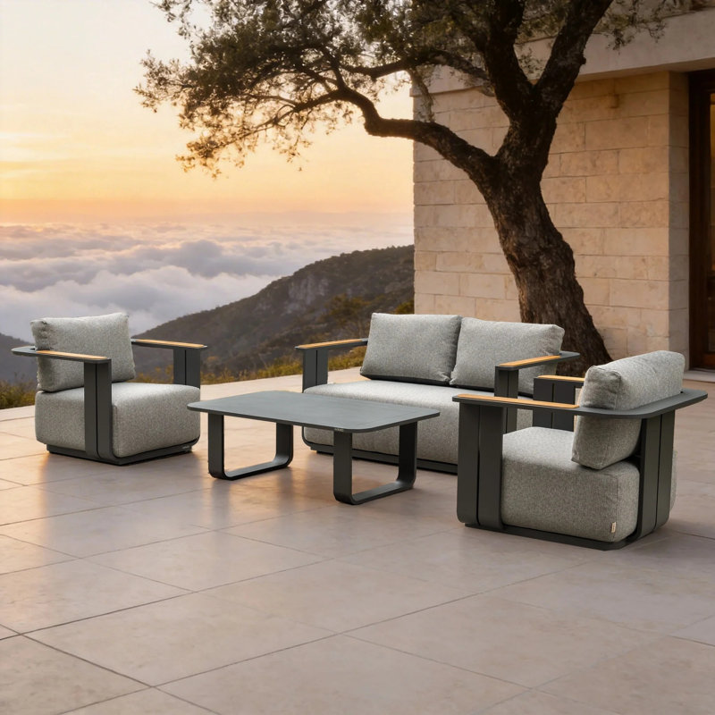 4-Piece Outdoor Sofa Set with 36 cm Cushions & Coffee Table