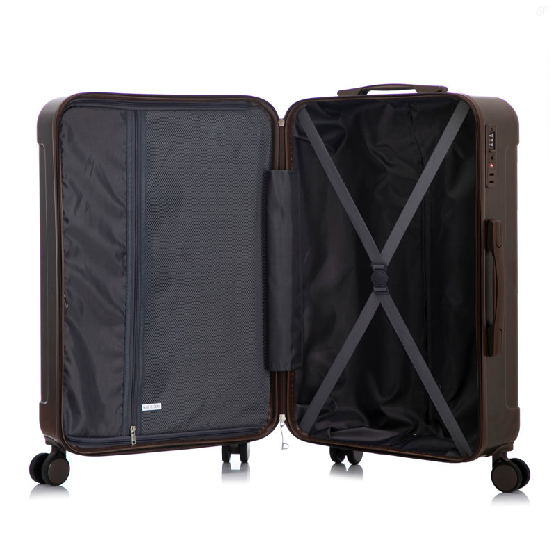 20 po / 24 po / 28 po 3 pièces / ensemble en valise à roulettes ABS, valise de cabine, couleur assortie, serrure à combinaison TSA (brun)