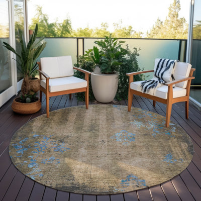 Tapis taupe Xhevrie intérieur / extérieur lavable à la machine