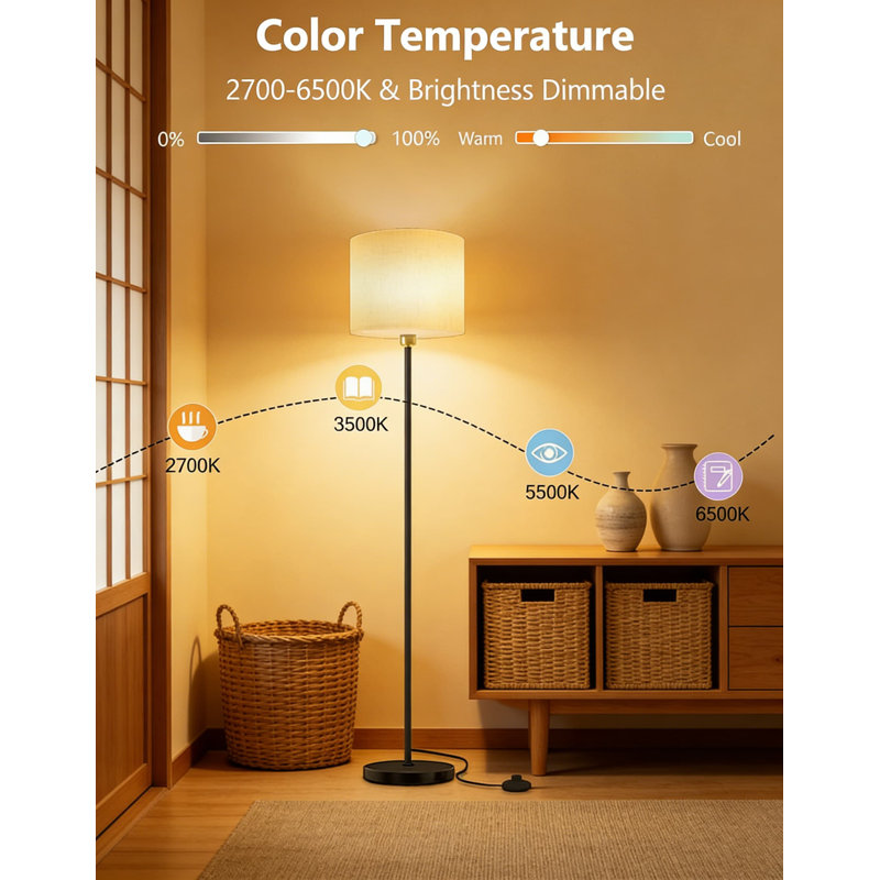 Lampe sur pied Smart Wi-Fi avec Alexa et l'assistant Google, lumière à DEL à intensité variable avec télécommande, conception moderne pour le salon, la chambre à coucher et le bureau