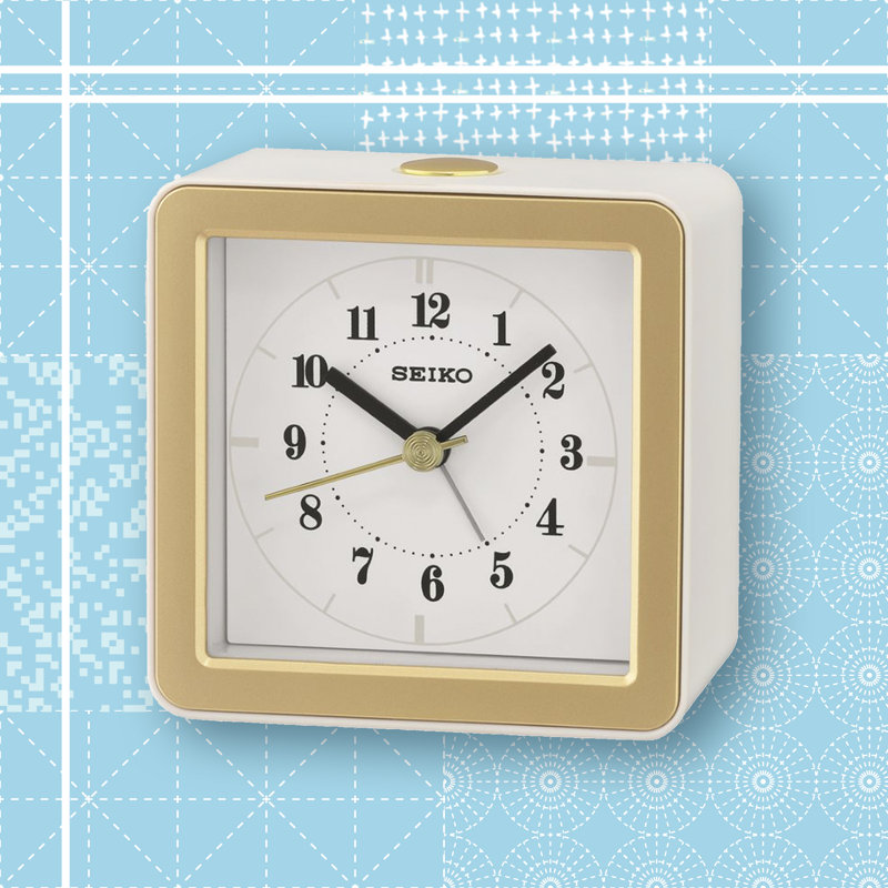 Seiko White and Gold Quartz Bedside Alarm Clock