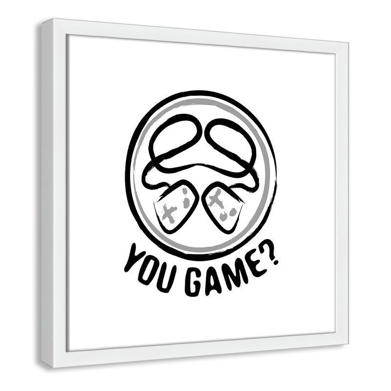Décoration murale pour enfants avec emblème de jeu, H 17 po x l 17 po x P 1,19 po, Encadré de boîte blanc
