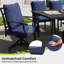 Ensemble de salle à manger en métal noir 9 pièces avec table rectangulaire, 2 chaises pivotantes et coussins bleus Maynard-122878552