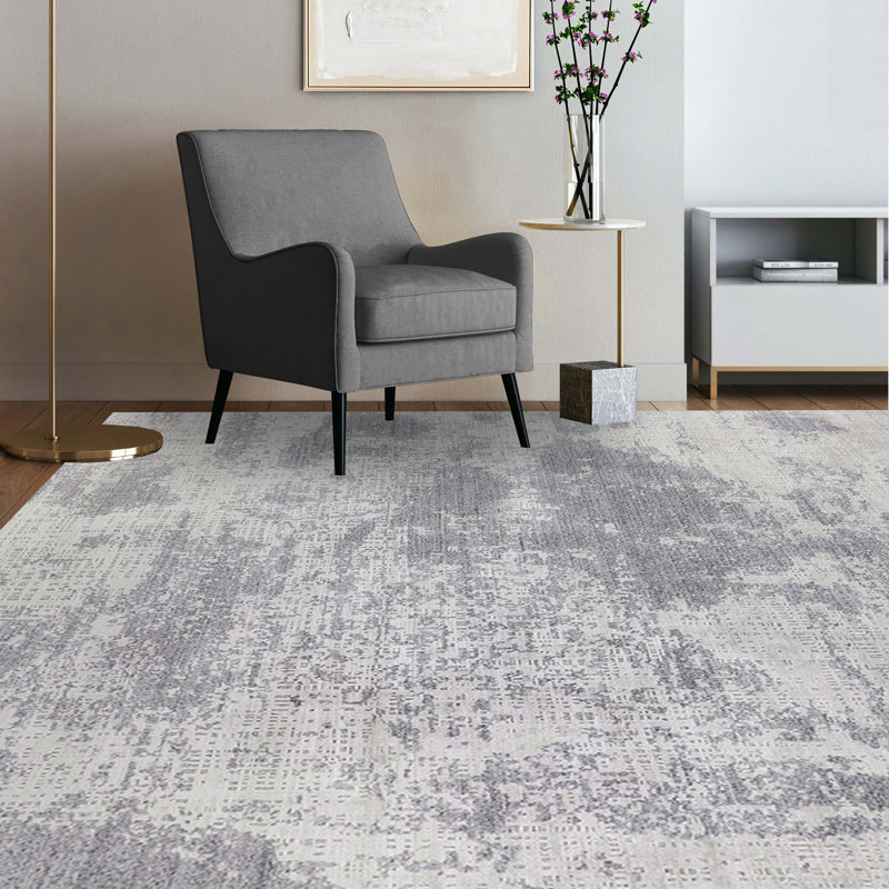 Hand Knotted Abstract Area Rug, Rectangle 5' x 8'