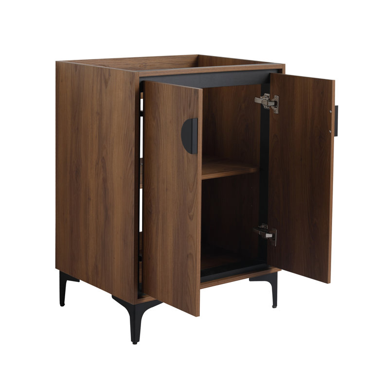 Meuble-lavabo 24 po (23 7/16 po) sans lavabo supérieur, armoire de rangement moderne avec 2 portes à fermeture douce, meuble-lavabo simple