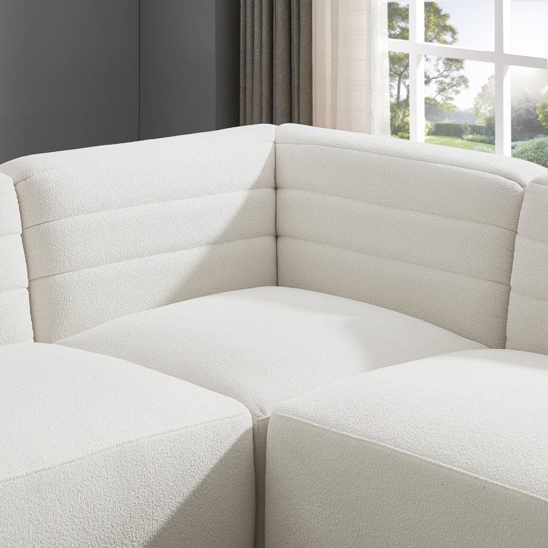 Canapé modulaire rembourré 4 pièces Brihanna, Crème Boulce