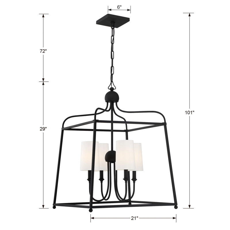 Kyrii 4 - Light Dimmable Lantern Square / Rectangle Chandelier, 101" H x 21" W x  21" D