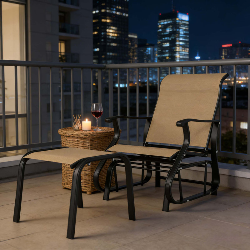 Fauteuil oscillant d'extérieur confortable à haut dossier, Jaune