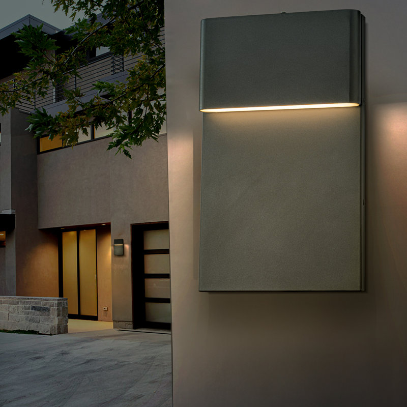 1-Light In Modern Simple Sqaure 10W/13W Integrated Led Outdoor Wall Sconce With Dusk To Dawn Sensor In Matte Black For Porch Patio