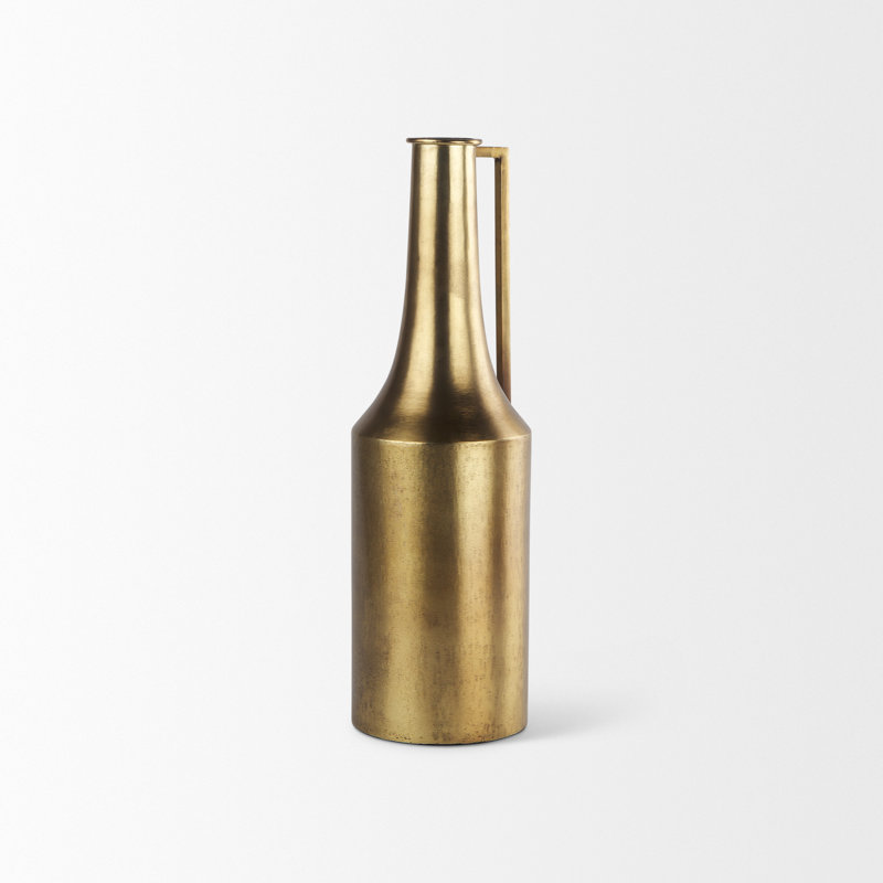 Datari Metal Decorative Bottle, Antique Gold, 18'' H x 5.5'' W x 5.5'' D