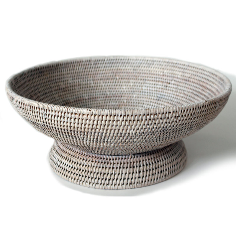 Rattan Fruit Bowl, White Wash