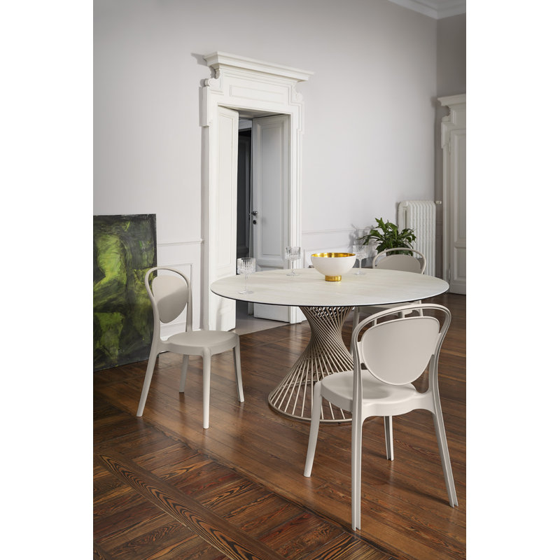 Vortex Fixed Tables, White Travertino, Matt Pearl Beige