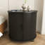 Ensemble de 2 tables de bout cylindriques de style Mid-Century moderne avec station de charge intégrée et porte coulissante, table de chevet ronde à 2 niveaux avec ports USB, table de chevet pour le salon et la chambre à coucher-740577936-740577943