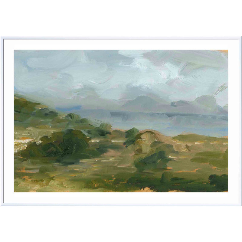 «Impasto Landscape IV» par Ethan Harper - peinture encadrée, H 8 po x l 12 po, Blanc